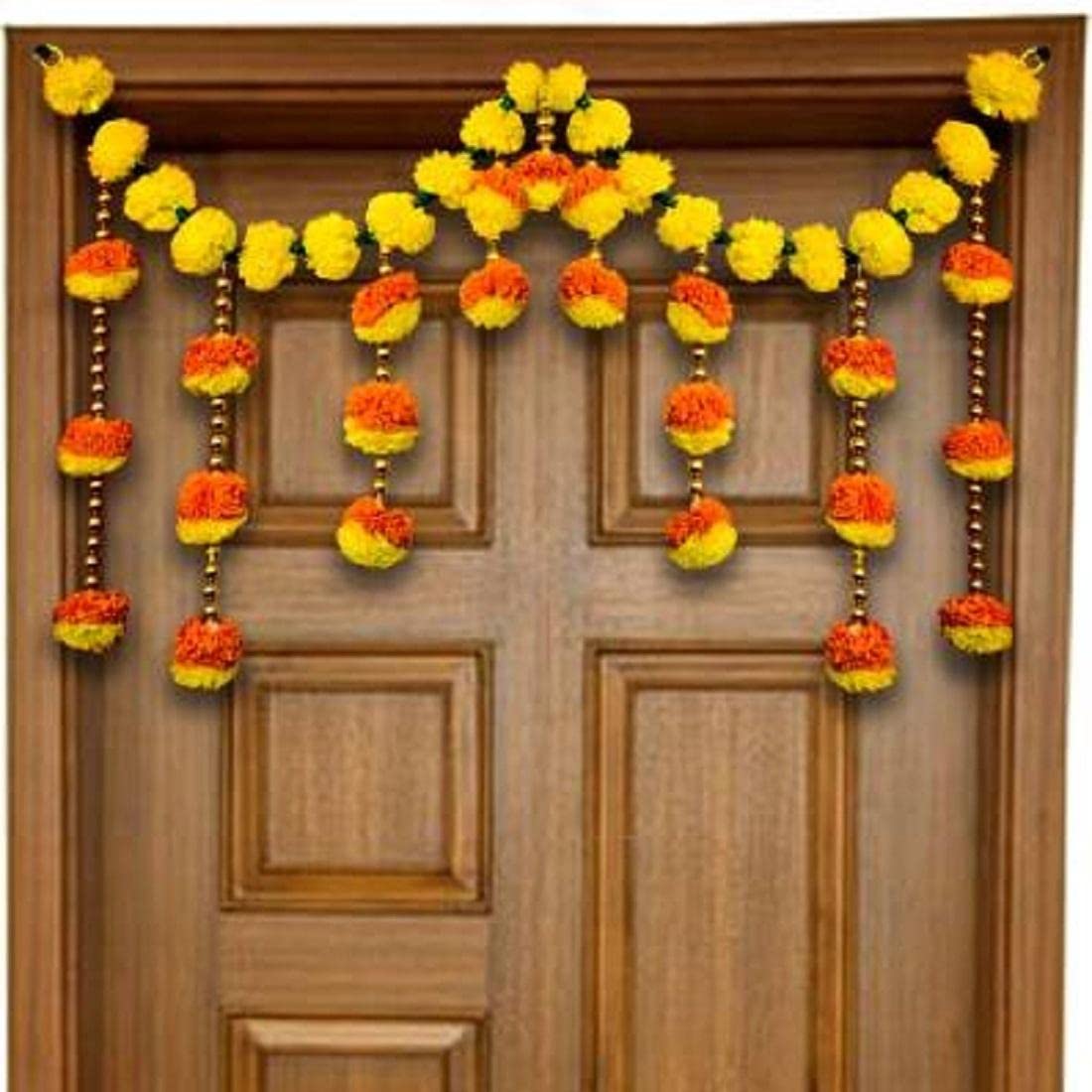 Sellplus Handcrafted Artificial Flower Multicolour Beads Decorative Bandhanwar | Traditional Door Hanging for Home Entrance Pooja Room Festival Decoration (Pack of 1) (BDHW463)