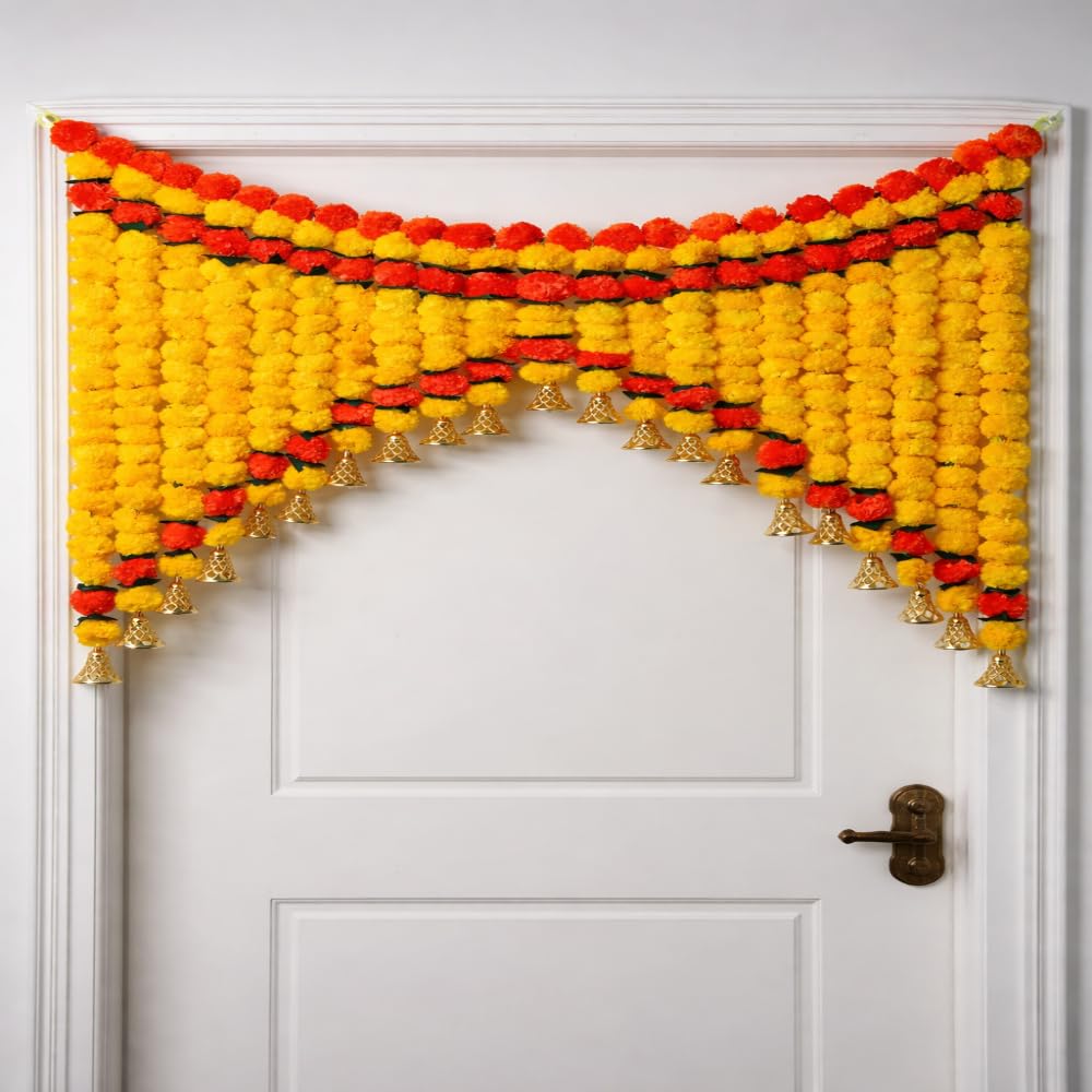 Sellplus Traditional Handmade Genda Bandhanwar Door Hanging Festival Decoration Toran for Home Temple Entrance Wedding Diwali Pooja Decorative (BDHW86)