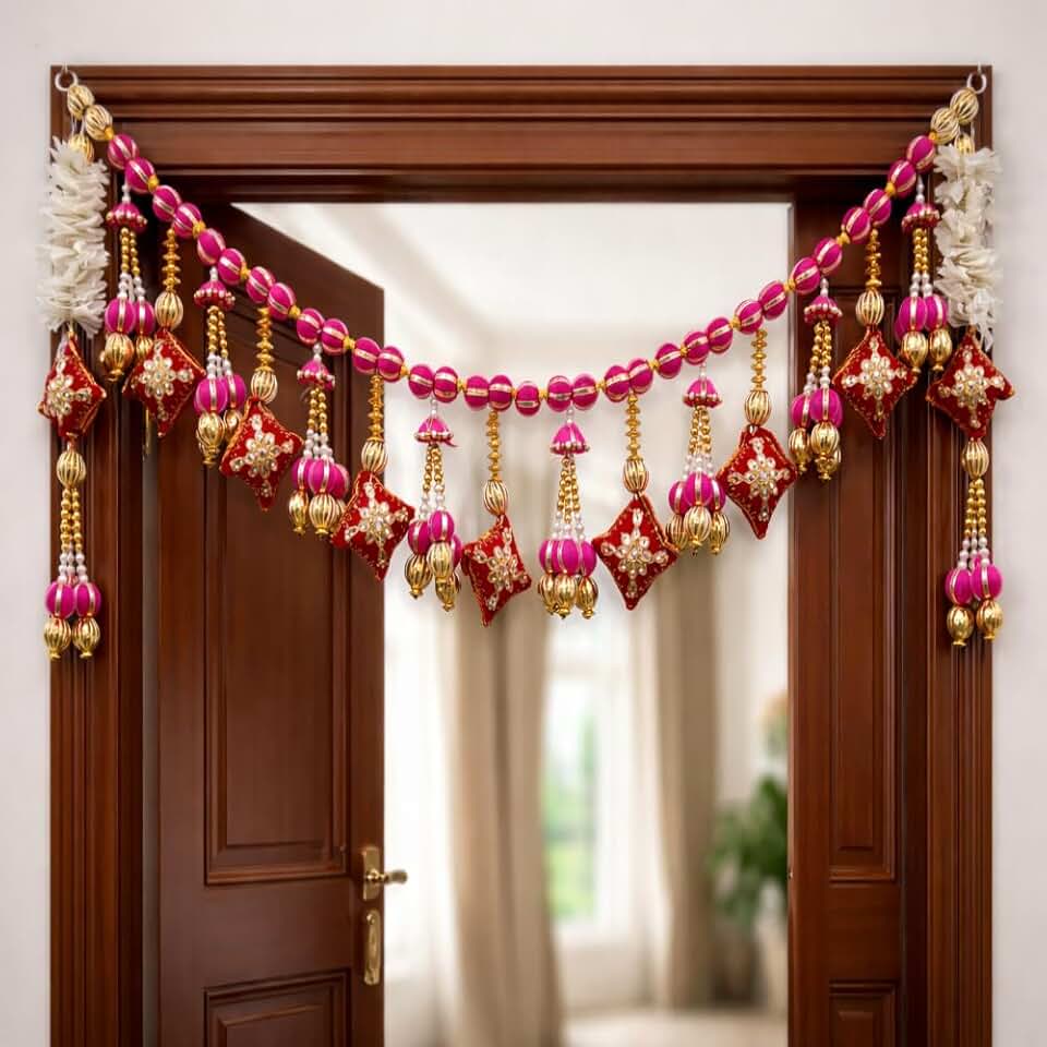 Gota Ball with Cushion Bandhanwar for Decoration | Festival Decoration | Office, Wedding Decor Enhance Your Space with Graceful Touches(BDHW41)