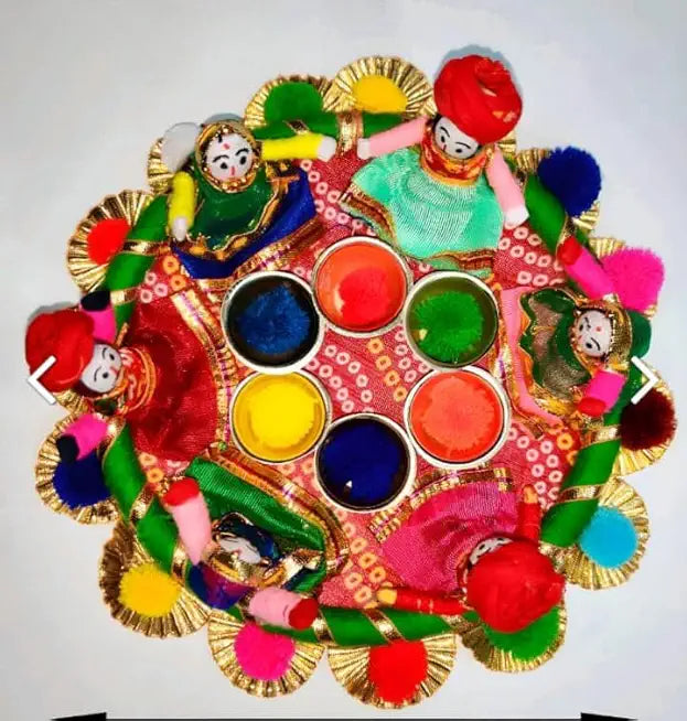 Traditional Decorative Puppet Holi Plate Decorative Holi for Festival Celebration (HOLITHALI30) (Pack Of 1)