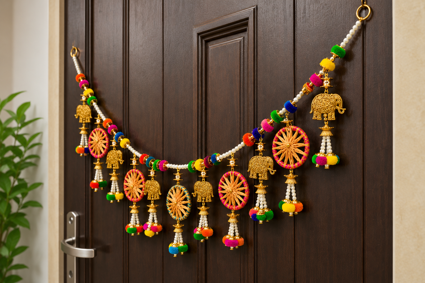Nutts Decorative Gota Bangle Elephant Pompom Beads Bandhanwar For Home Decoration