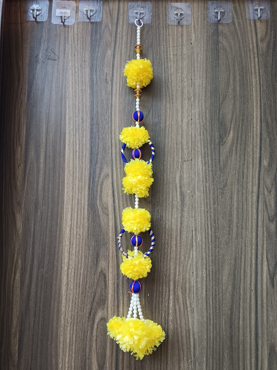 Nutts Handmade Decorative Artificial Genda Moti Chudi Toran | Traditional Beads Hanging for Home and Office Decoration (PMPMT132)