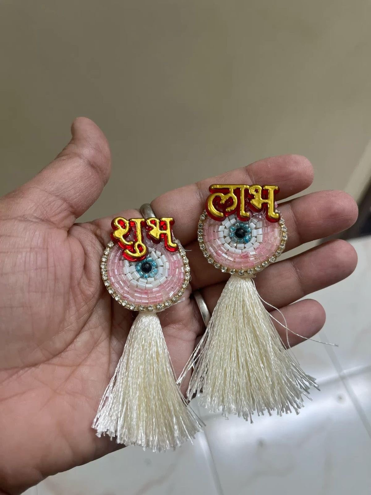 Nutts Handmade Multicolour Decorative Evil Eye Shubh-Labh Hanging Evil Eye Hanging for Decoration Toran for Home and Festive Decor (EvilEyeH-36)
