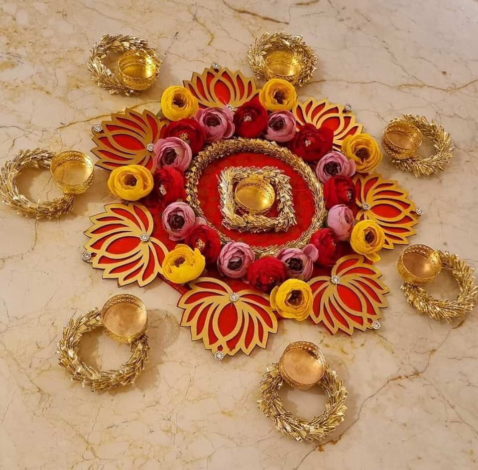 Beautiful Lotus Peony Tea Light Holders Ideal for Home and Temple Decoration | Perfect for Diwali and Festive Occasions |