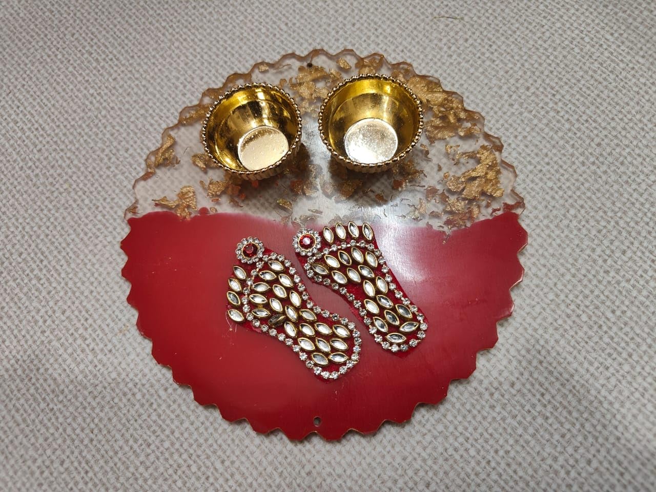 Sellplus Resin Charan Sacred Footprint Decorative Pooja Mandir Festival Home Temple Spiritual Auspicious Worship Traditional (RC02-3)