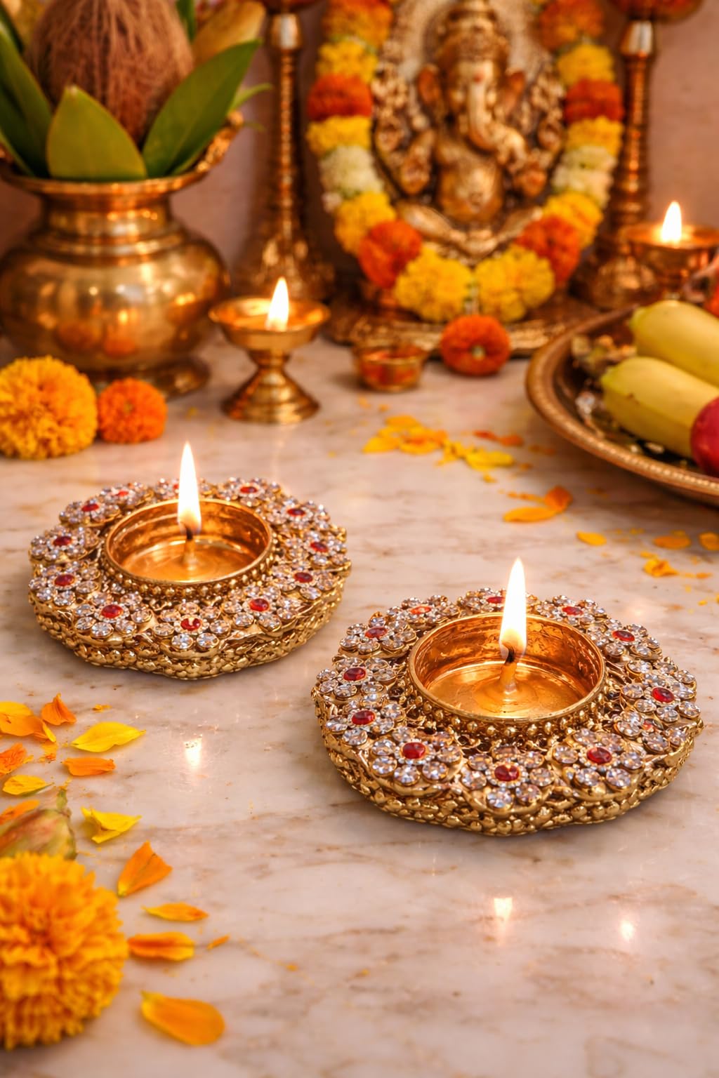 Sellplus Decorative Candle Holder for Home Decor tealight and Festival Decor and Any Occasion Use This Candle Holder(Pack of -2) (Tealight-02)