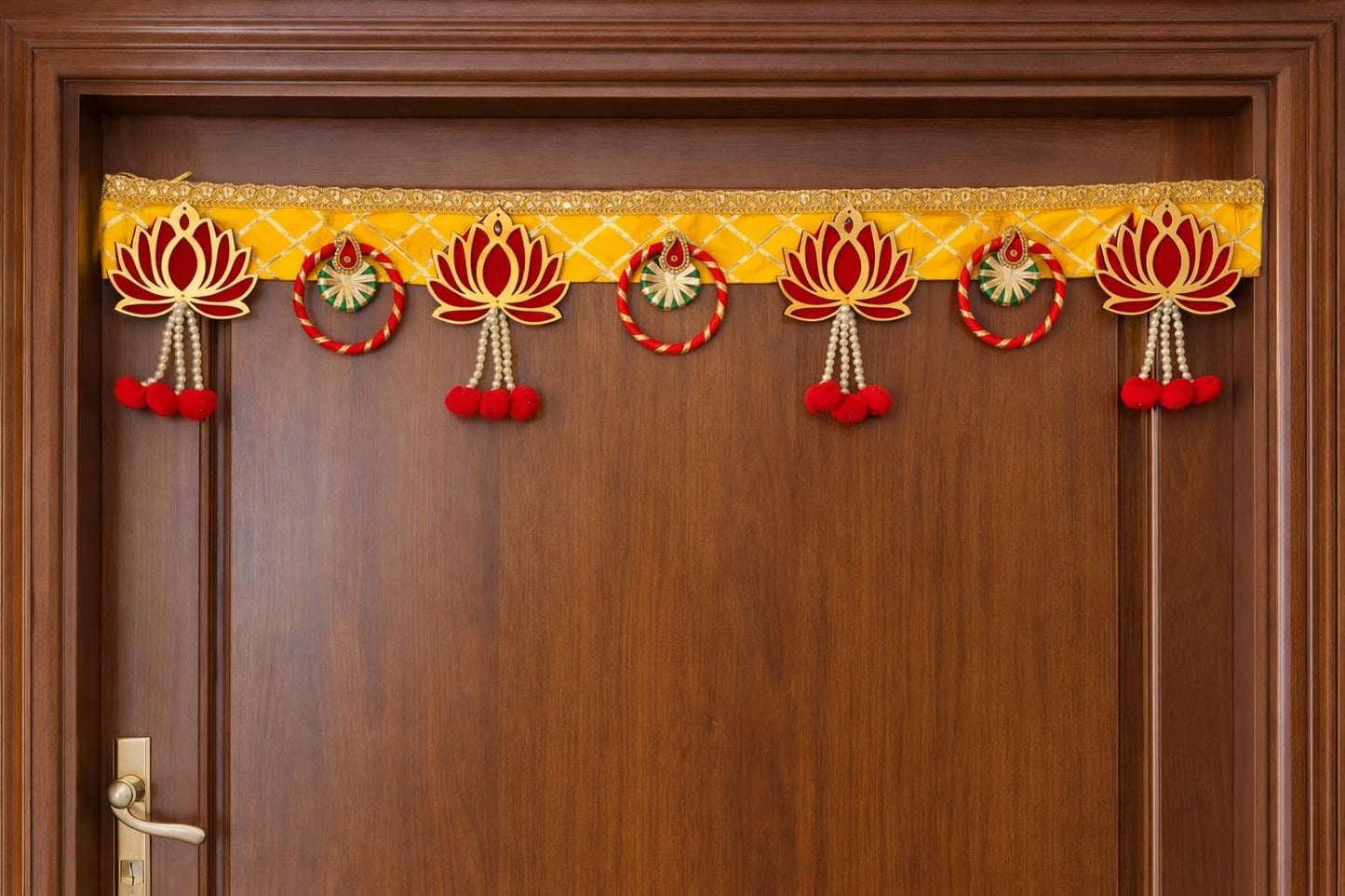 Sellplus Handmade Bandhanwar Decorations | Handmade Floral Bandhanwar Toran with Latkan for Main Door Pooja Decoration (Pack of 1) (BDHW338)