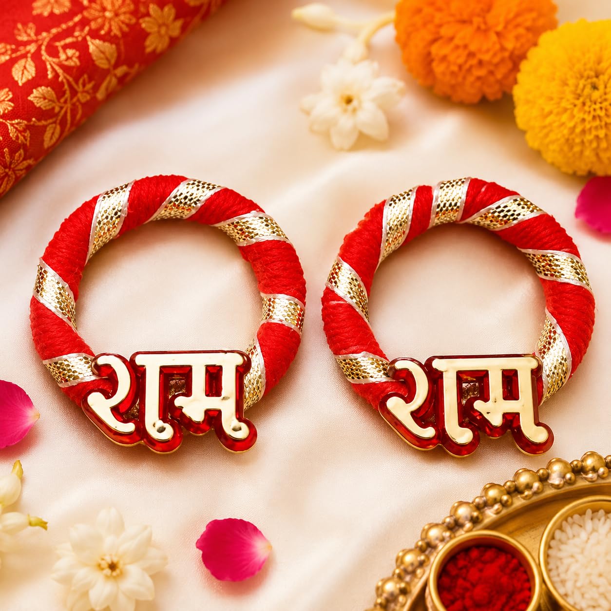 Sellplus Traditional Roli Chawal Pooja Tilak Set for Hindu Rituals Festivals Temple Worship Wedding Ceremony Daily Religious Use(Pack of 6) (RC41)