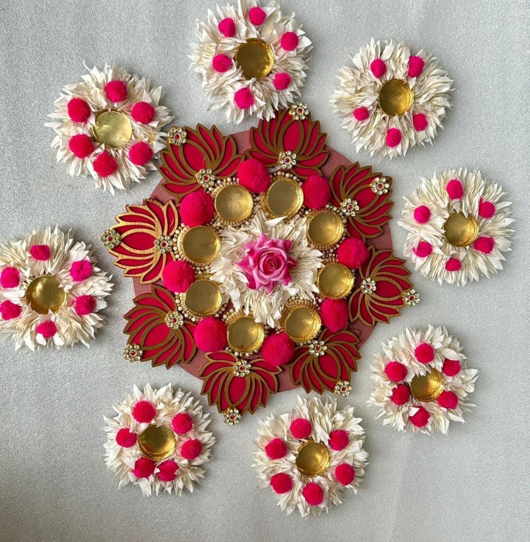 SellPlus Decorative Rangoli Set with Tlight Holder | Diwali Gift Diya | Decoration for Home | Office | Pooja | Diwali & All Special Festival Decor (Rang90)