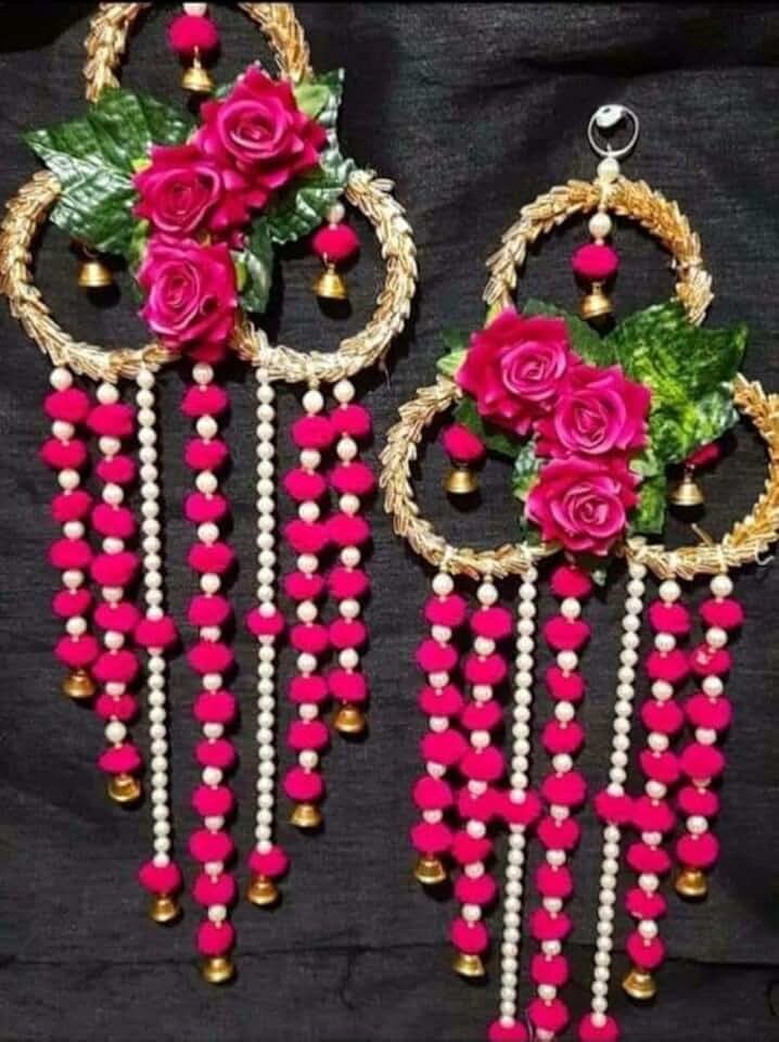 Handmade Lace Chodi Pom-pom Latkan for Diwali Decor, Mandap, Home, Main Door, Wall and All Festival Decoration Item Pack of 2 (SMALL202)