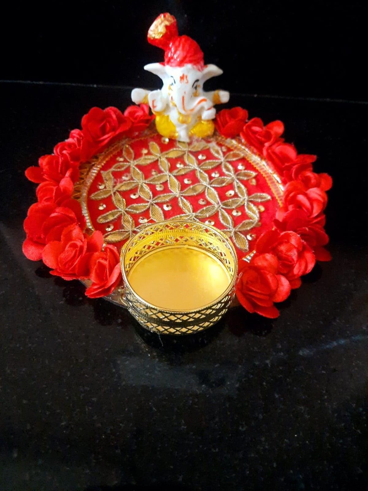 Sellplus Elegant Decorative Tealight Holder for Festival Pooja Home Decoration Wedding Living Room Mandir Decor Candle Holder(Pack of 2) (Tealight-231)