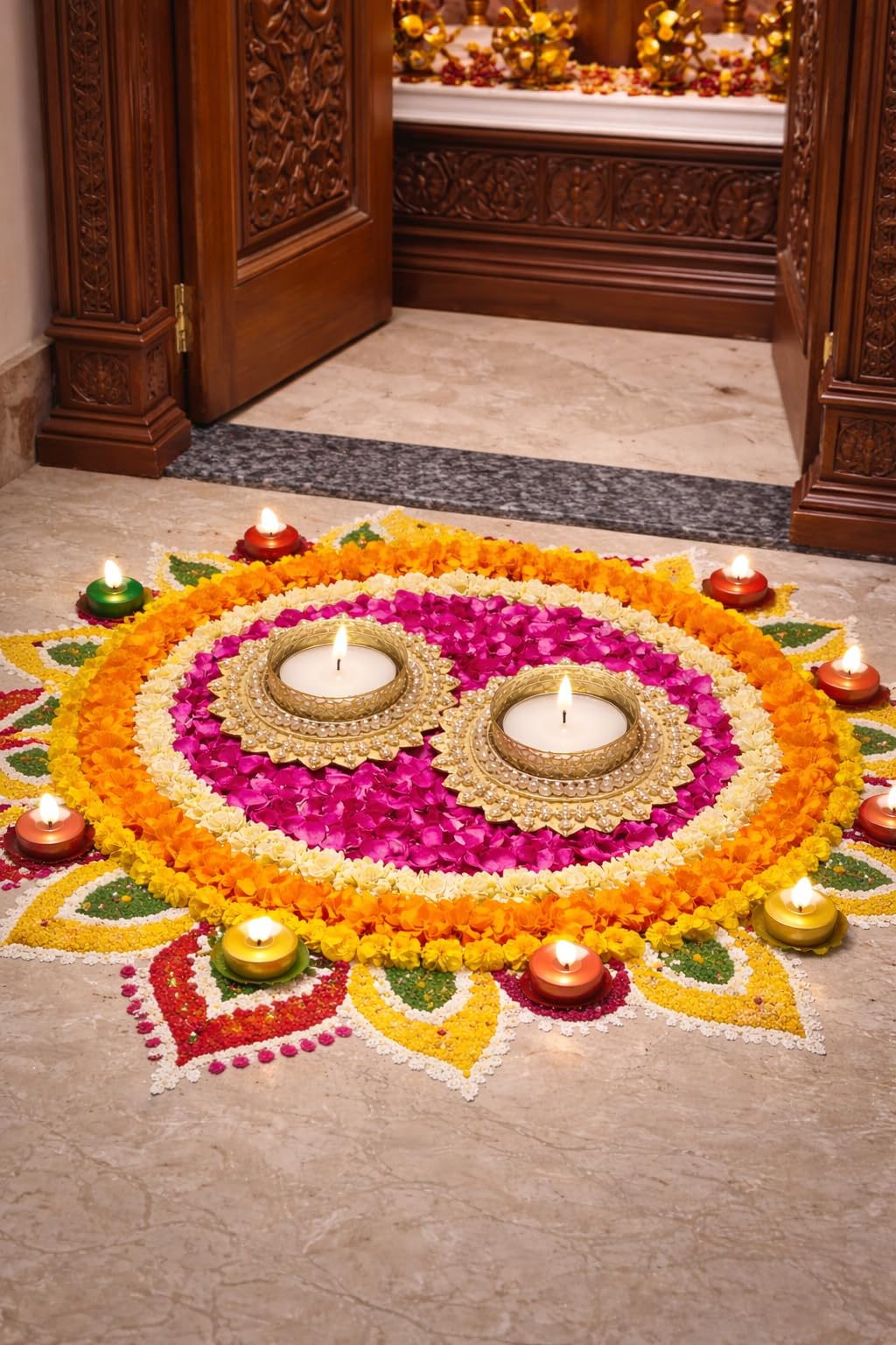 Sellplus Decorative Metal Candle Holder Elegant Tealight Stand for Home Decor Living Room Dining Table Festival Wedding Pooja Gift Display Centerpiece (Pack of 2) (Tealight-73)