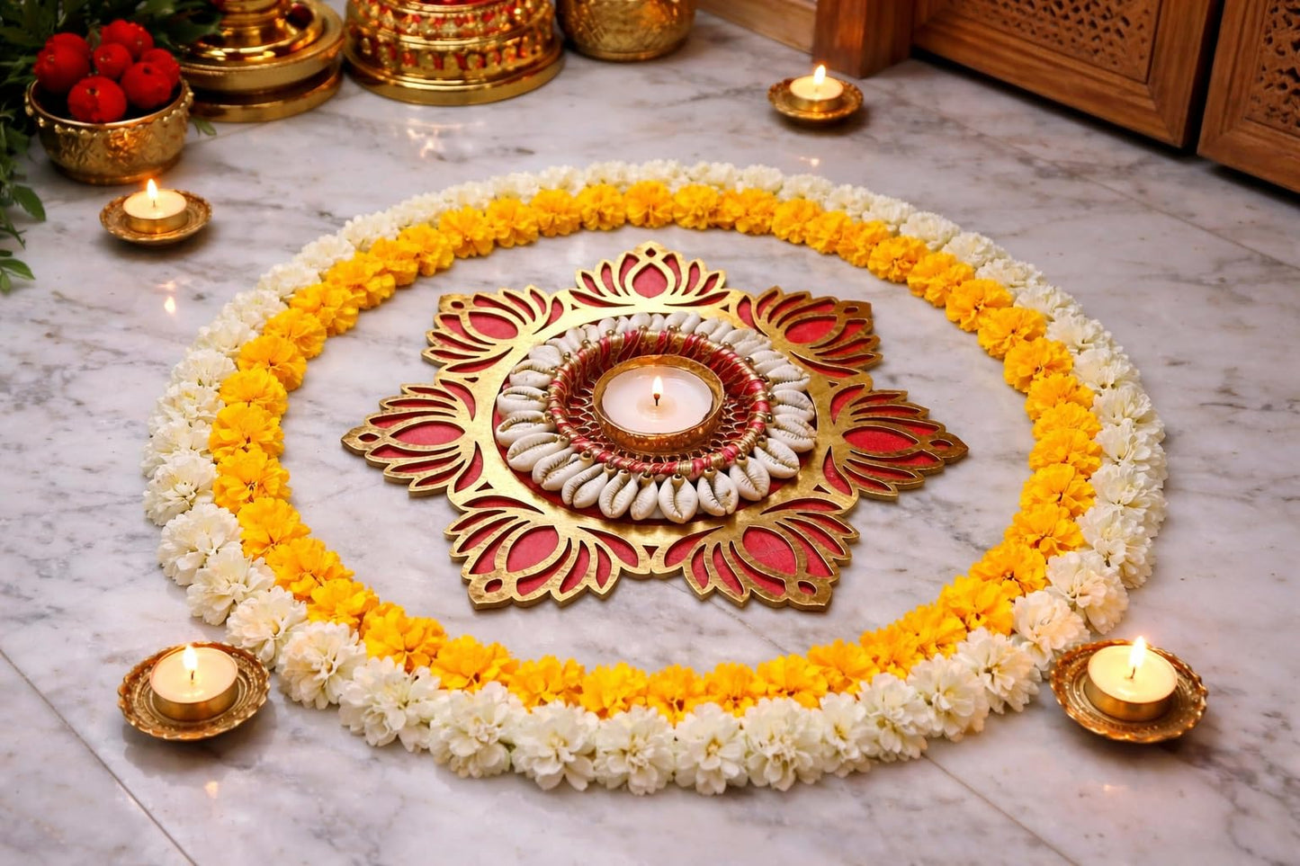 Sellplus Decorative Candle Holder Elegant Tealight Stand for Home Decor Living Room Dining Table Festival Wedding Pooja (Pack of 1) (Tealight-97)