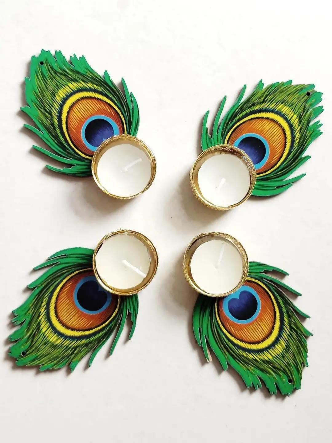Sellplus Elegant Decorative Tealight Holder Festival Home Decor Mandir Table Centerpiece Wedding Diwali Candle Stand(Pack of 4) (Tealight-183)