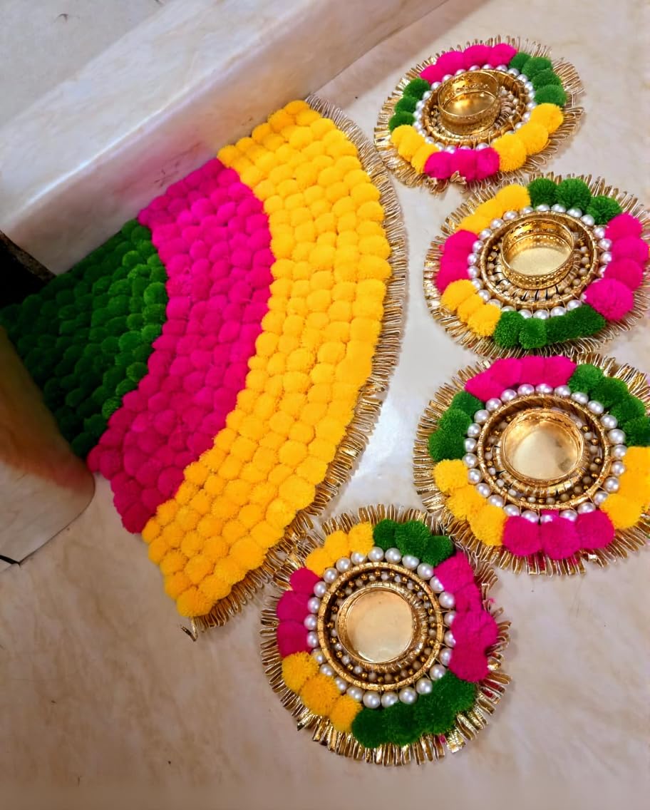 SellPlus Decorative Rangoli Set with Tlight Holder | Diwali Gift Diya | Decoration for Home | Office | Pooja | Diwali & All Special Festival Decor (Rang87)