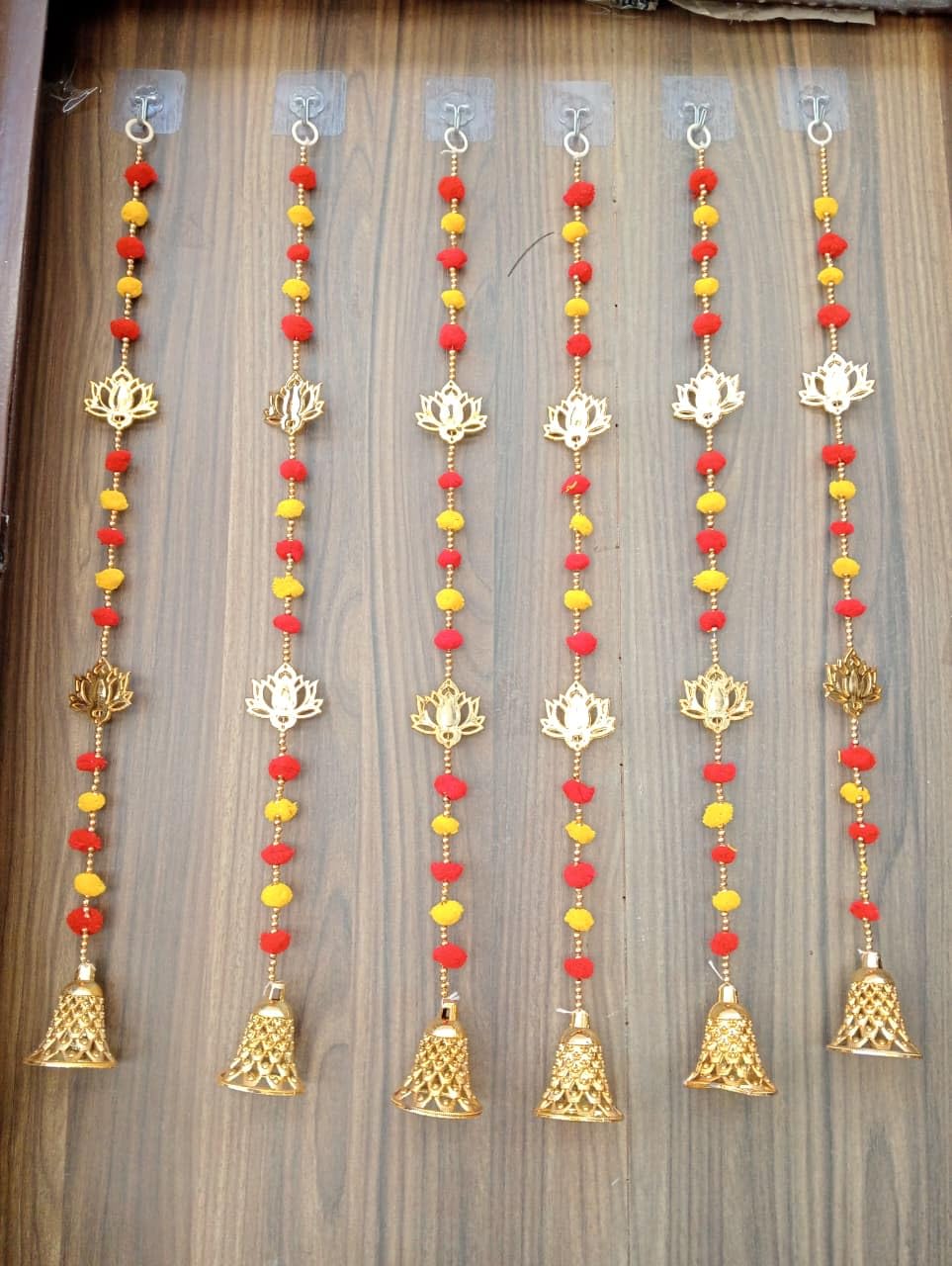 Nutts Handmade Multicolour Pom-Pom Toran | Traditional Moti and Jaal Chudi Toran for Home Decor | Decorative Pom-Pom Hanging for Home Entrance (PMPMT32)