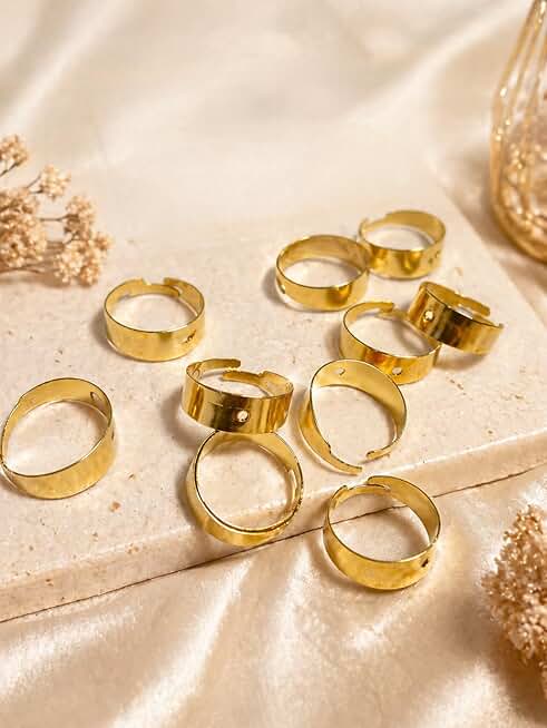 Golden Adjustable Open Design Rings for Women & Girls Lightweight Suitable for Daily Use DIY Art & Crafts Ring (RM-GI66)