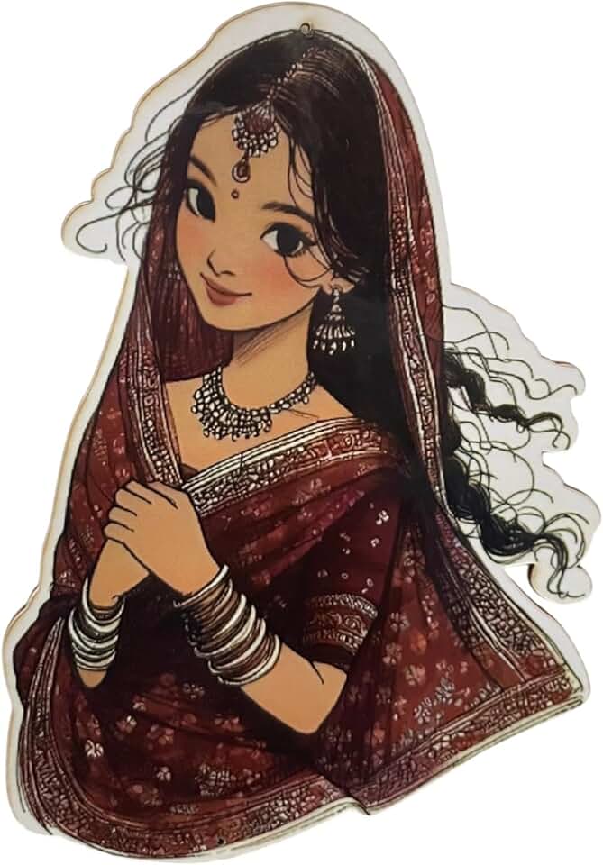 Beautiful MDF Wooden Bride Art and Craft for Wedding Home Decoration Vidai Party Occasion Main Door Decor etc (4) (RM-MDFW44)