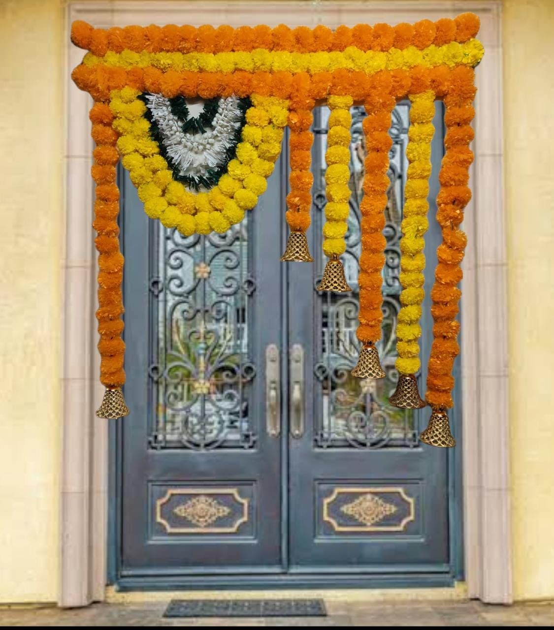 Sellplus Handcrafted Artificial Flower Multicolour Beads Decorative Bandhanwar | Traditional Door Hanging for Home Entrance Pooja Room Festival Decoration (Pack of 1) (BDHW464)
