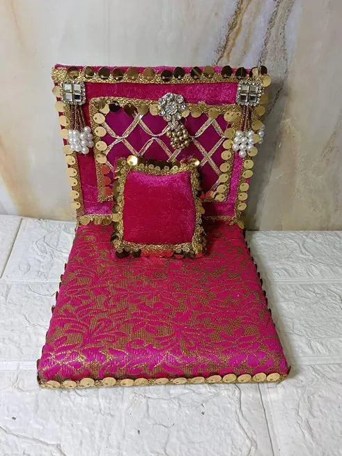 Nutts Decorative Divine God Singhasan |Traditional Krishna Ji Singhasan | Laddu Gopal Singhasan (Singhasan43 (Rani Pink), NO.2)