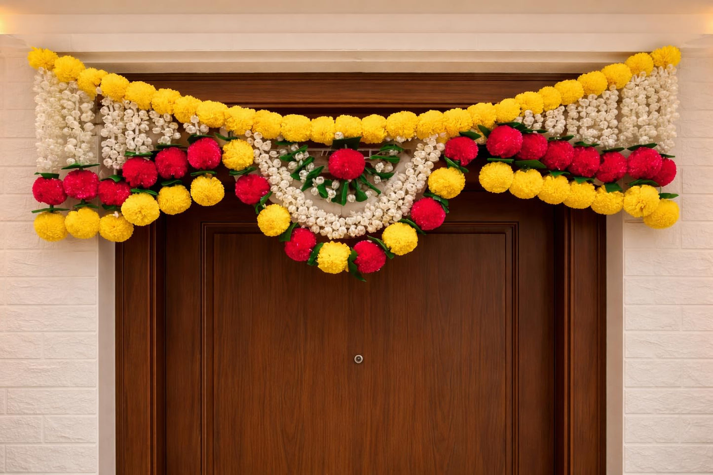 Sellplus Handcrafted Artificial Flower Multicolour Decorative Bandhanwar | Traditional Bandhanwar Toran with Hanging Tassels for Main Door Home Temple Diwali Decoration (Pack of 1) (BDHW419)