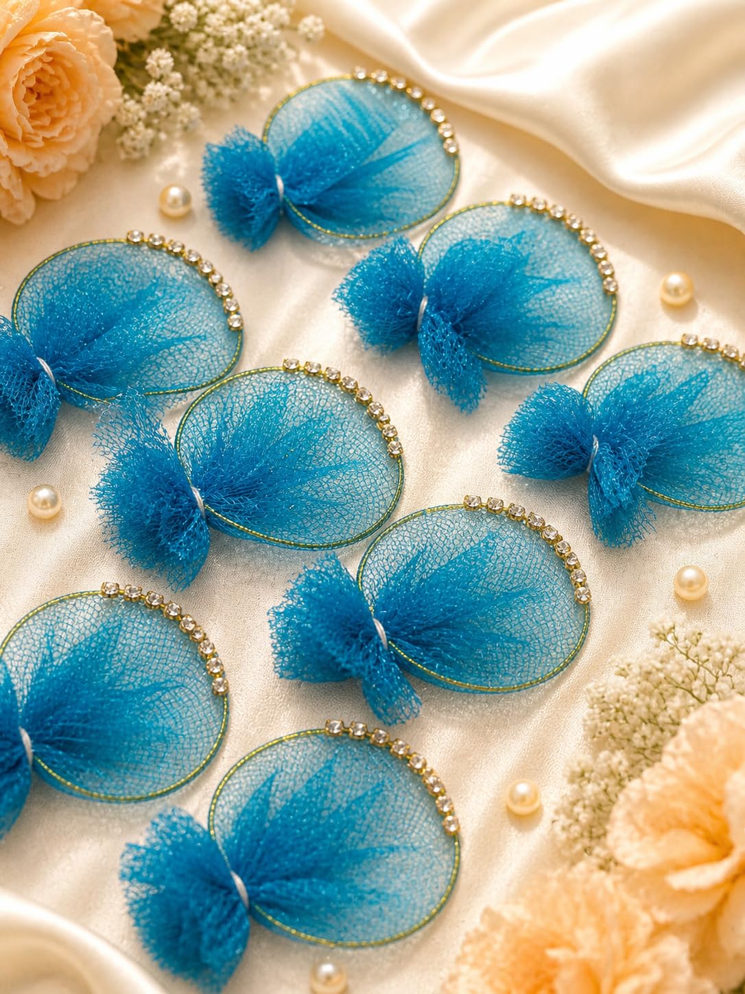 Nutts Decorative Artificial Net Leaf for Art & Craft Decorative Sewing Embroidery Festive DIY Art & Craft Home Decor (RM-B18 (Sky Blue))