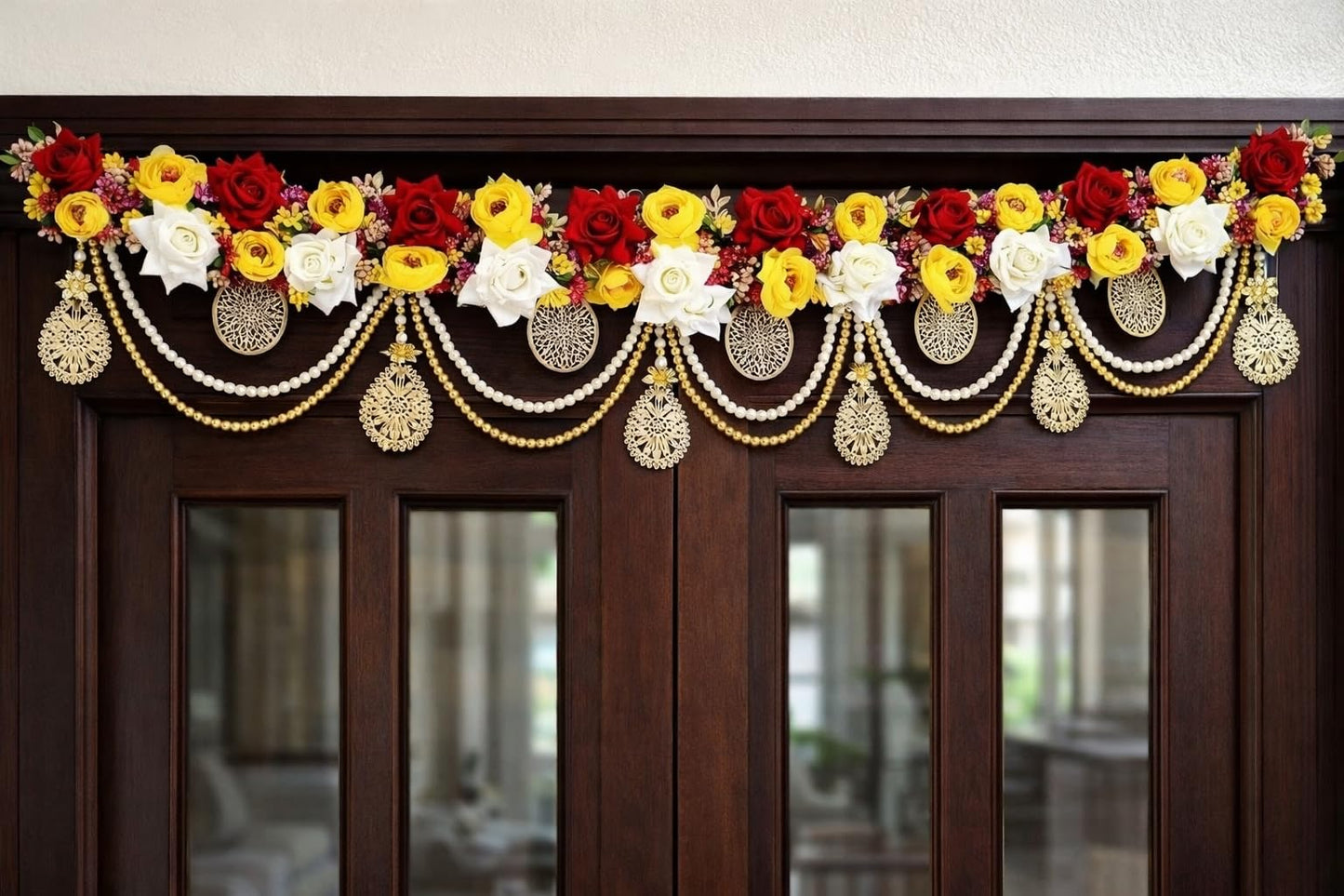 Sellplus Handmade Decorative Artificial Flower Bandhanwar | Traditional Florel Bandhanwar for Main Door Entrance and Welcoming Area (Pack of 1) (BDHW387)