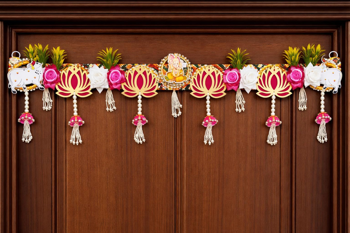 Sellplus Handmade Bandhanwar Flower Decorations | Traditional Indian Bandhanwar Toran Hanging for Main Door Pooja Mandir Diwali Decoration (Pack of 1) (BDHW343)