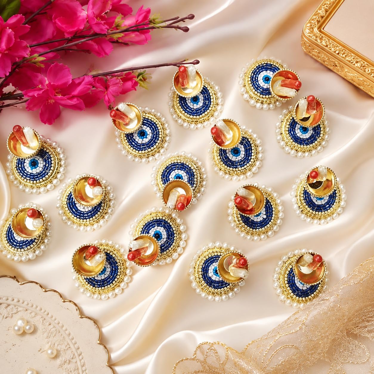 Sellplus Traditional Roli Chawal Pooja Tilak Set for Hindu Rituals Festivals Temple Worship Wedding Ceremony Daily Religious Use(Pack of 6) (RC32)