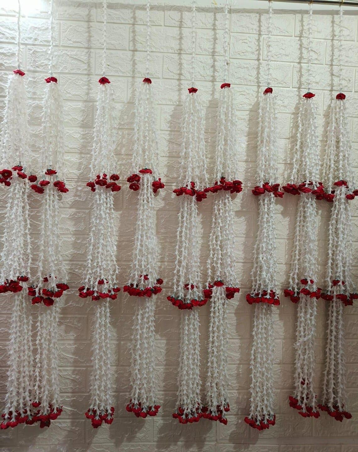 Nutts Handmade Decorative Rajnigandha Gulab Toran | Traditional Artificial Florel Hanging for Home and Office Decoration (PMPMT104)