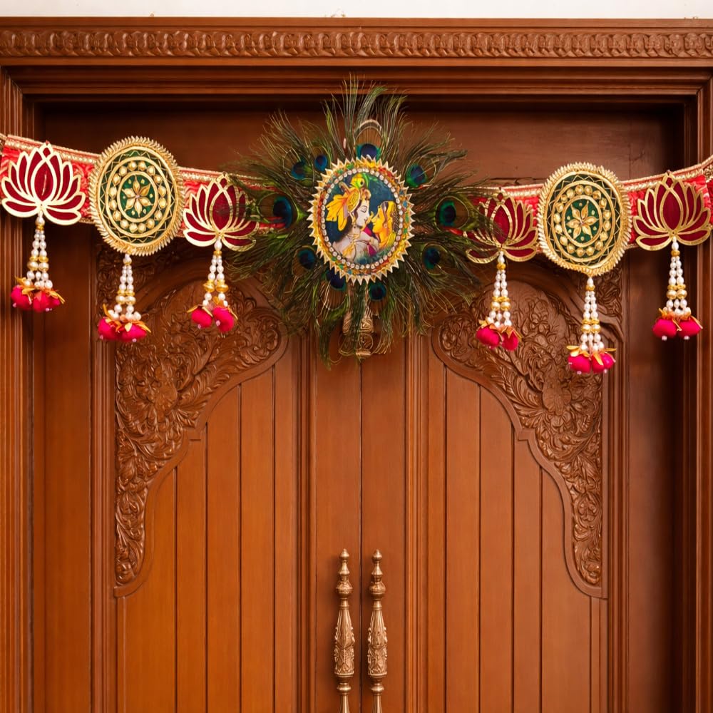 Sellplus Handmade Bandhanwar Decorations | Decorative Bandhanwar Toran Hanging for Home Entrance Mandir Door Festival and Wedding Decoration (Pack of 1) (BDHW48)