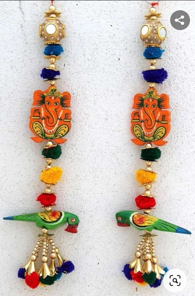 Handmade Parrot & Ganesh Wall Door Hanging for Home Decoration Diwali Festival & All Festival Decor