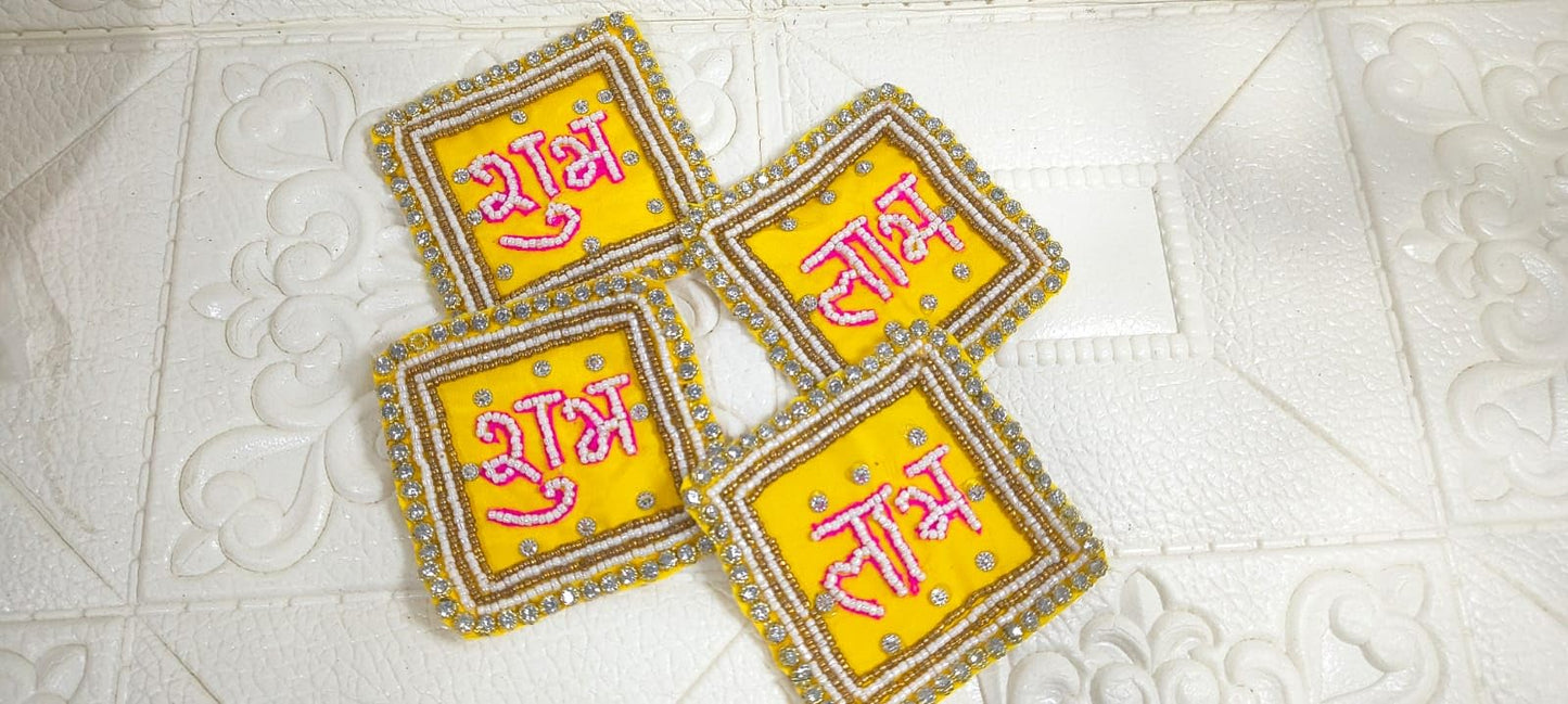 Nutts Handcrafted Beaded Patches | Decorative Craft Embroidery Applique for Clothes Sarees Kurti & Dress (Pack of 4) (RM-Patch28)