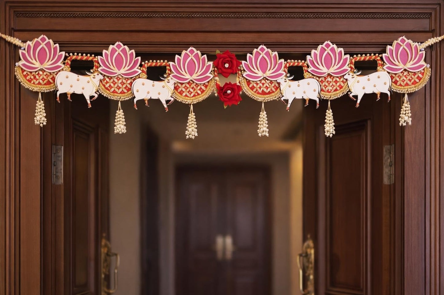 Sellplus Handmade Bandhanwar Flower Decorations | Traditional Indian Bandhanwar Toran Hanging for Main Door Pooja Mandir Diwali Decoration (Pack of 1) (BDHW349)