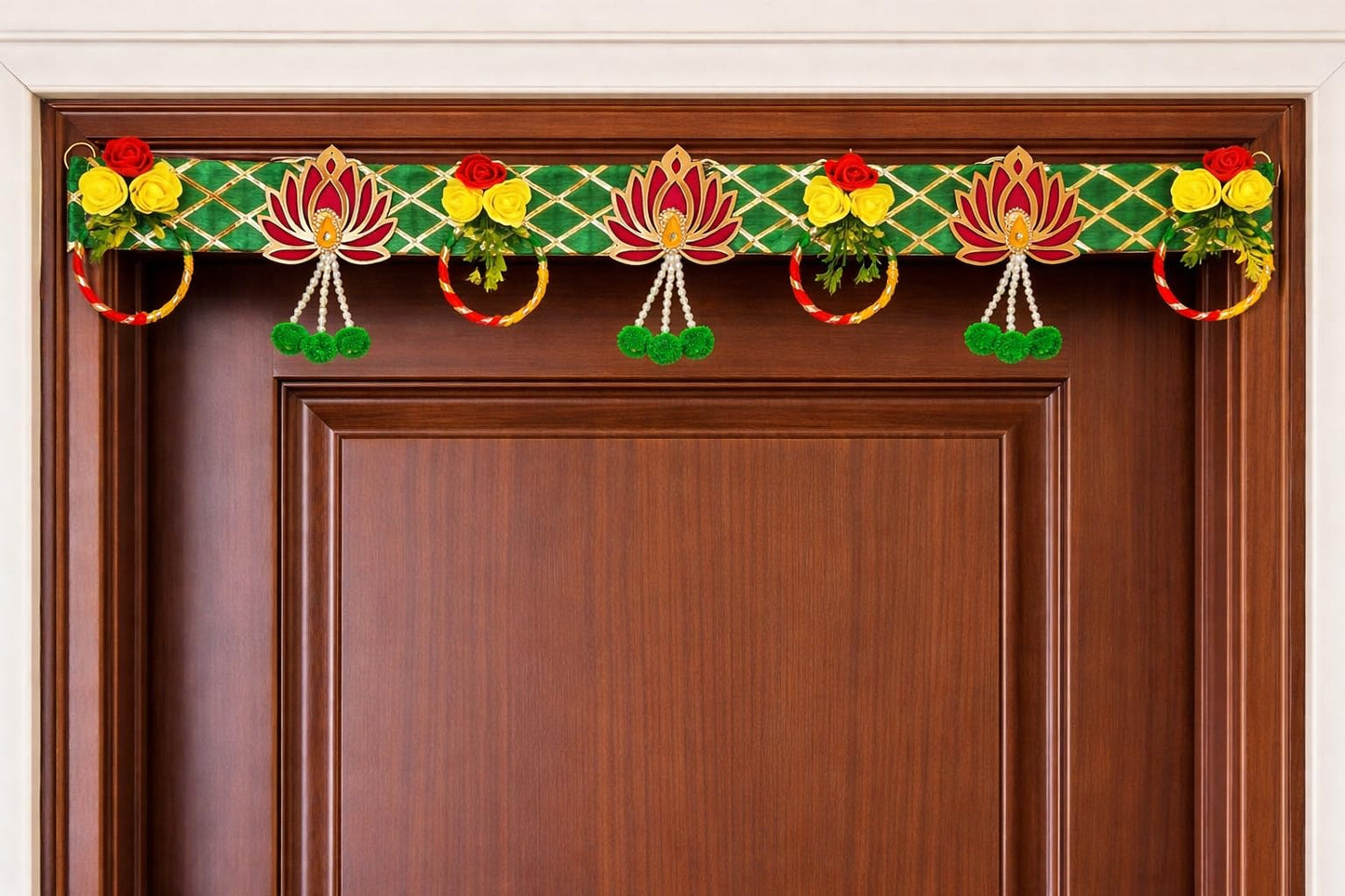 Sellplus Handmade Bandhanwar Decorations | Handmade Floral Bandhanwar Toran with Latkan for Main Door Pooja Decoration (Pack of 1) (BDHW337)