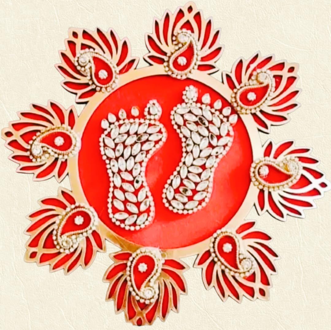Sellplus Elegant Handmade Rangoli Tealight Set Traditional Festival Floor Decoration Reusable Decorative Design for Diwali Pooja Home Entrance Celebration Decor (Rang190)