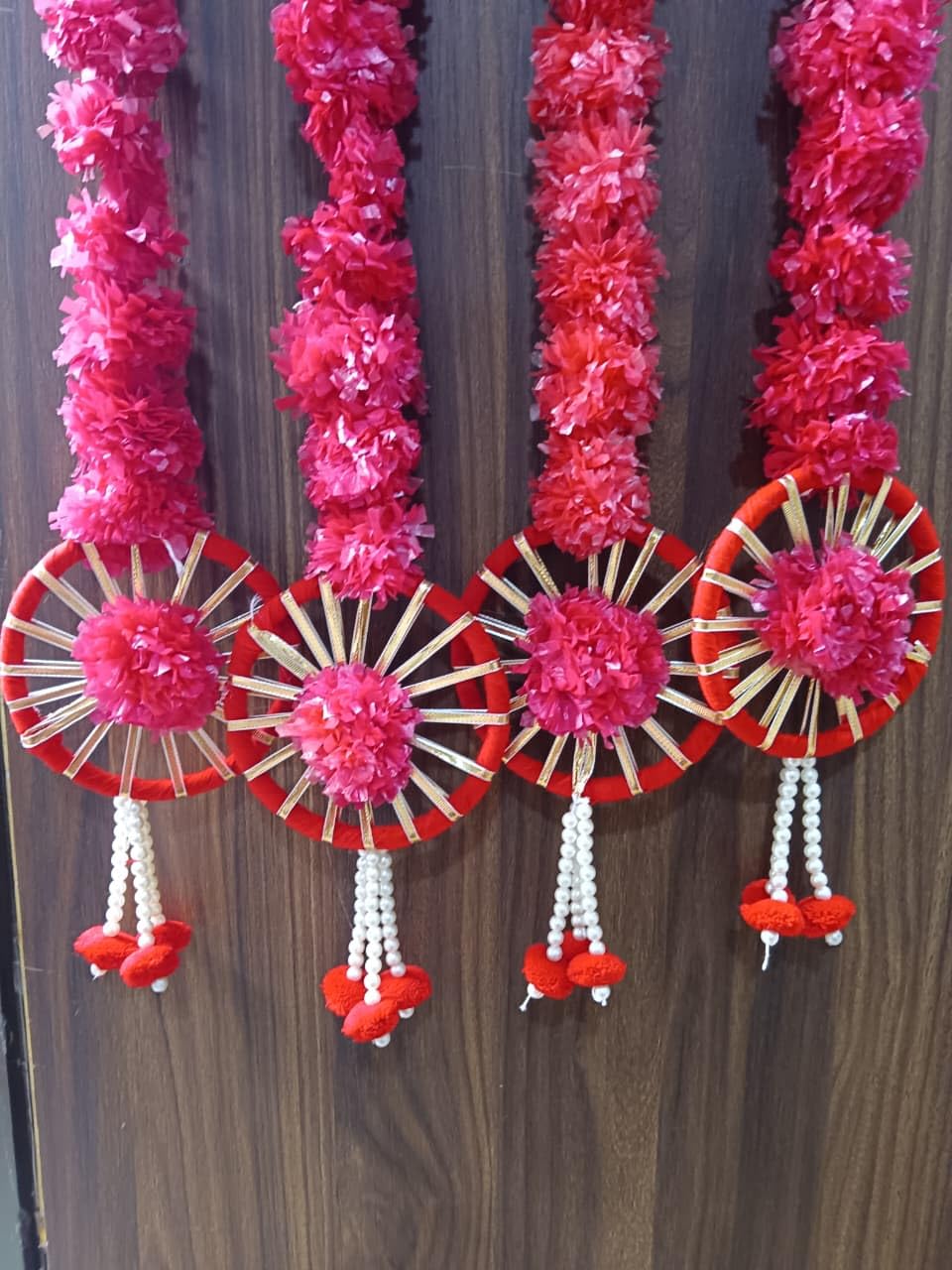 Nutts Traditional Decorative MultiGenda Jaal Chudi Latkan Hanging Wall Hanging for Main Door Wall Hanging Perfect for Home & Office Decor (Pack of 4) (PMPMT106)