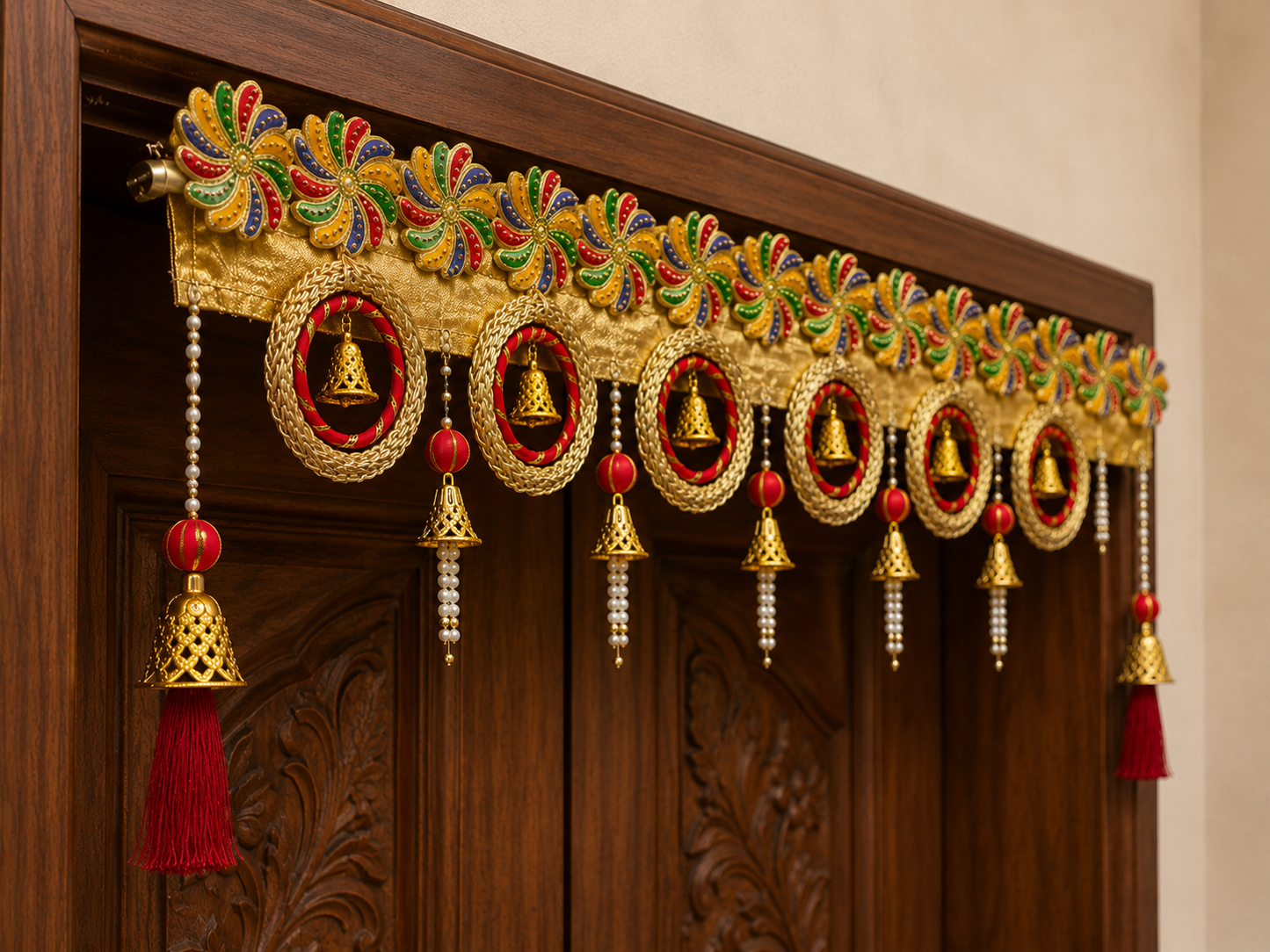 Nutts Handmade Decorative Lace Bangle Bell Tassel Bandhanawar For Home Festival Decoration