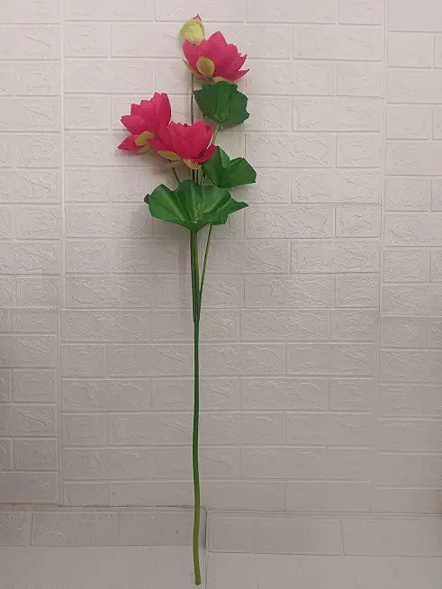 Nutts Artificial Flower Bunch Fake Flowers for Gifting | Home | Office | Living Room | Decoration Items for Vase (Without Vase Pot) (2, Pink, Lotus Stam)