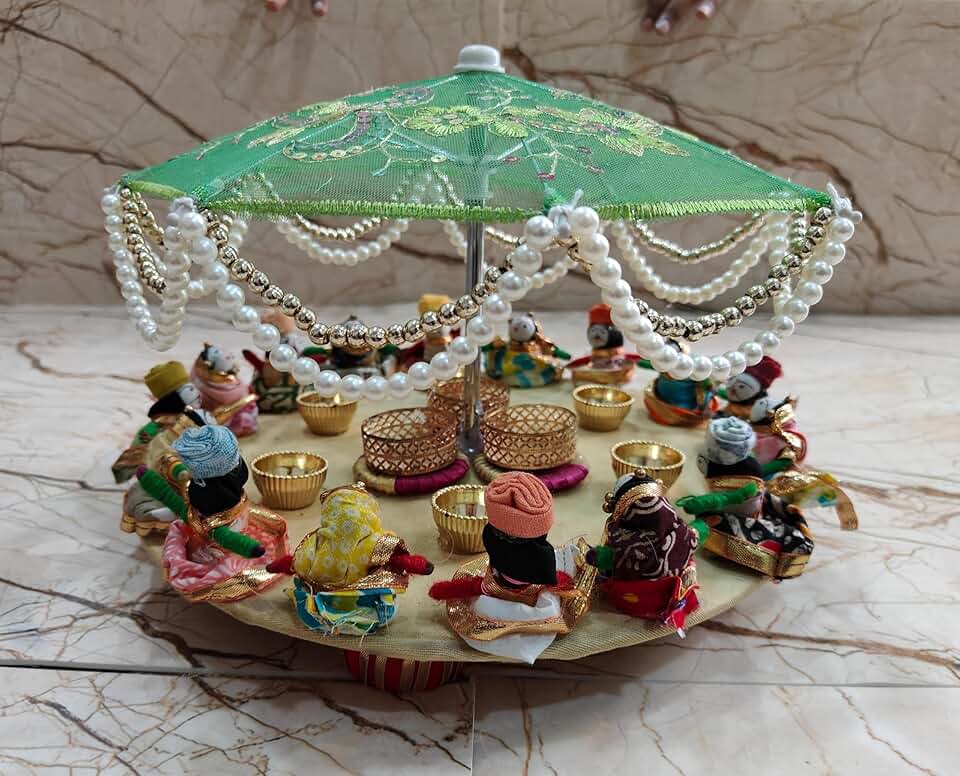 Umbrella Tea Light Holder, & Rajasthani Raja Rani Puppet Diwali Decoration Items,T Light Home Puja Decor Corporate Gifts for Diwali