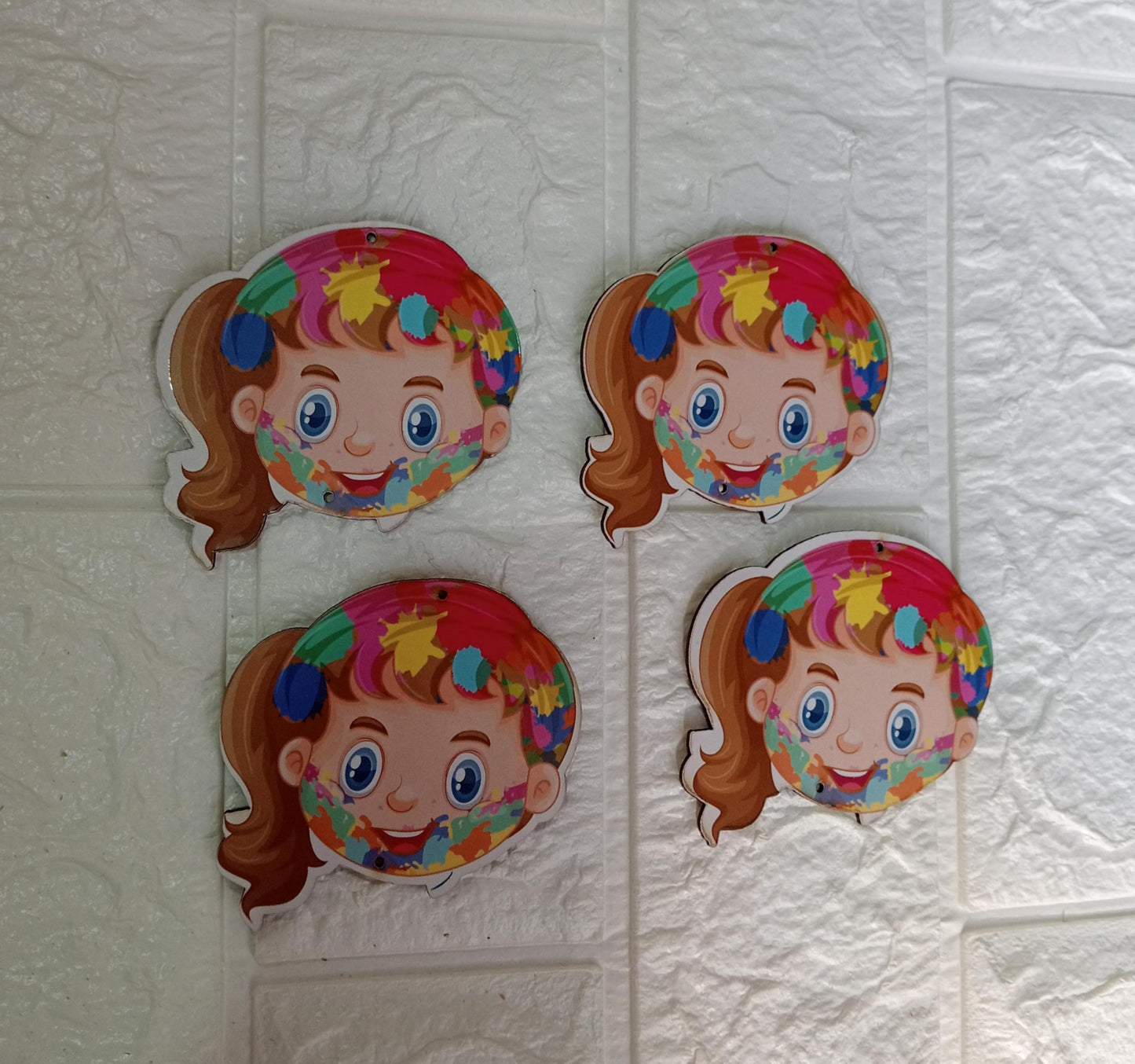 Nutts Theme Holi MDF Cutouts for Holi Decoration DIY Art Craft Wall Decor and Festival Decoration (Pack of 4) (RM-HM15)