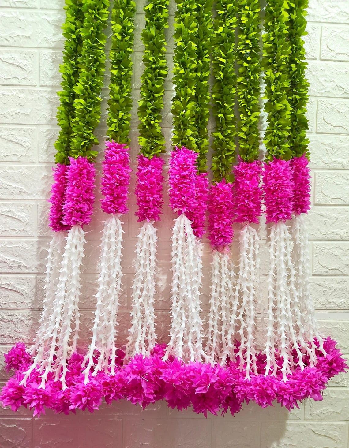 Nutts Handmade Decorative White Paper Gajra Hanging | Traditional Floral Hanging for Home Entrance Hanging Decorations (PAPERG62)