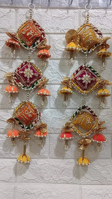 Nutts Handmade Shubh Labh Hanging | Decorative Wall Hanging Latkan Traditional for Home Decoration Pack of 2 (SMALL78)