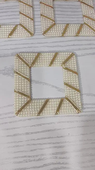 Decorative Embellished Mini Square Base with Gota Strips Plate for Art & Craft | Home Décor | Handmade Craft | Thali Decoration & Festival Craft Work (RM-Chudi28) (Pack Of 4)