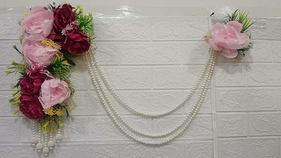 Artificial Flower & White Beads Bandhanwar/Garlands Handmade Door Entrance Hanging Home Traditional/Wall Decoration Diwali| Artificial Flower