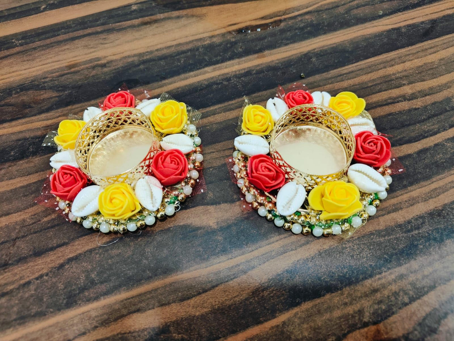 Sellplus Traditional Decorative Tealight Holder Elegant Festival Candle Stand for Home Temple Living Room Pooja Decor Wedding Diwali Celebration Accessory(Pack of 2) (Tealight-185)