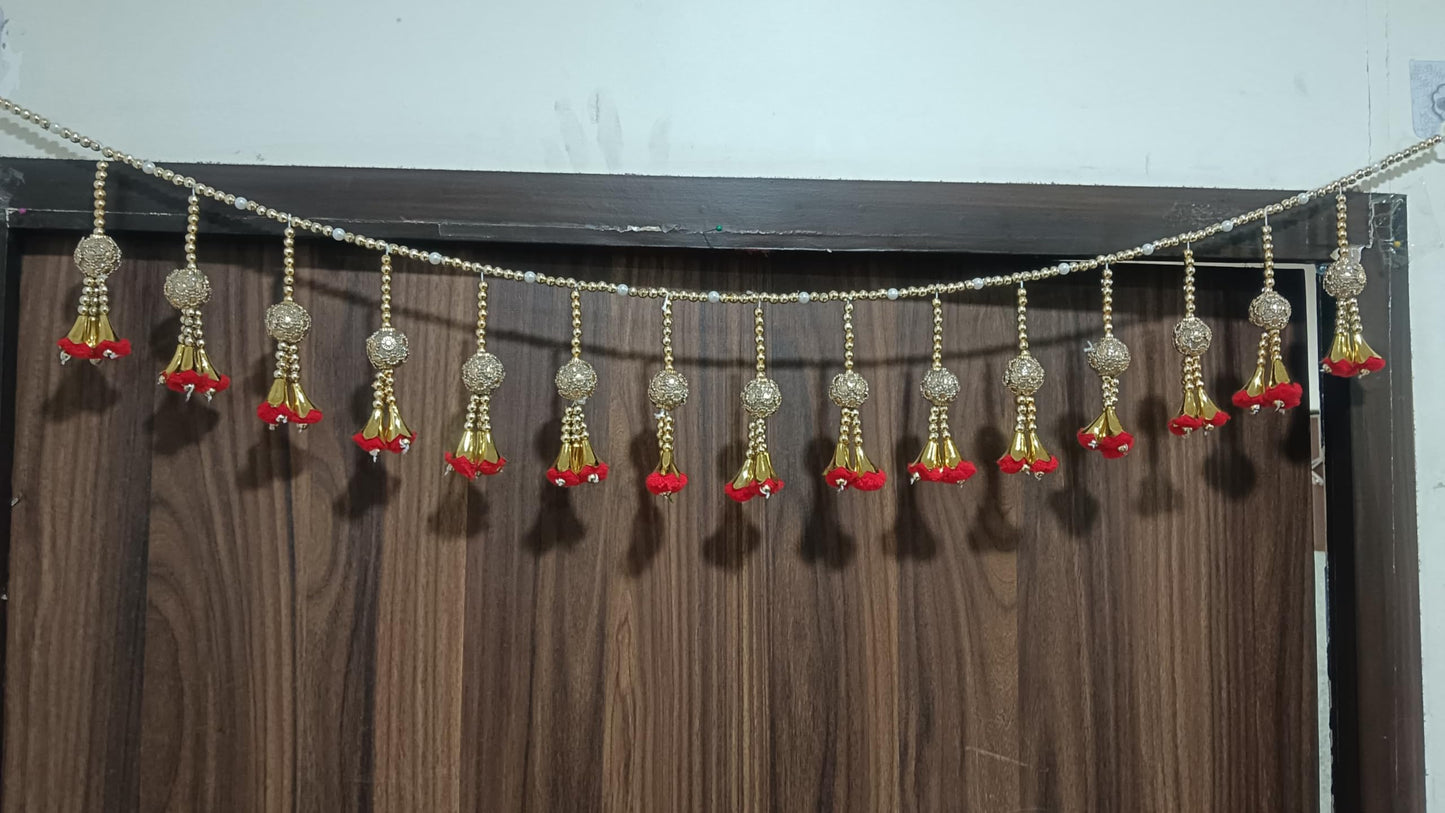 Sellplus Handmade Bandhanwar Decorative | Traditional Handmade Bandhanwar Door Hanging with Beads | Tassels for Home Temple Decor (Pack of 1) (BDHW511)