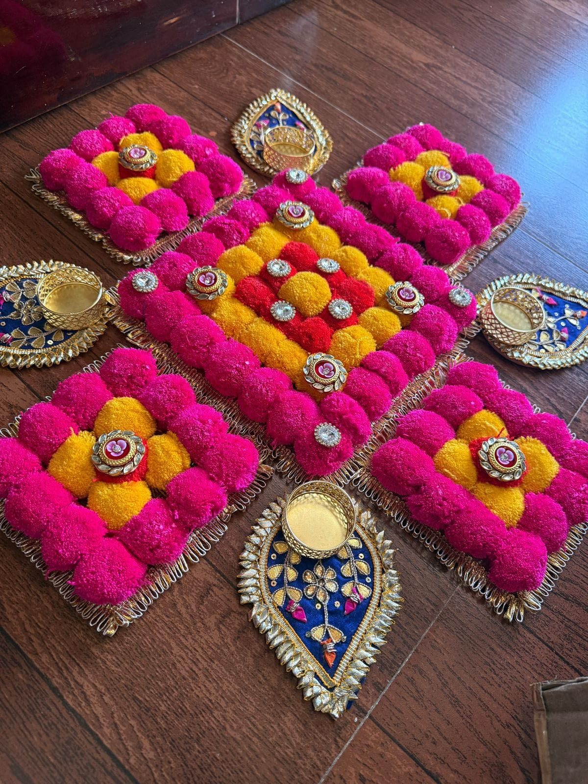 SellPlus Decorative Rangoli Set with Tlight Holder | Diwali Gift Diya | Decoration for Home | Office | Pooja | Diwali & All Special Festival Decor (Design 8)(Rang92)