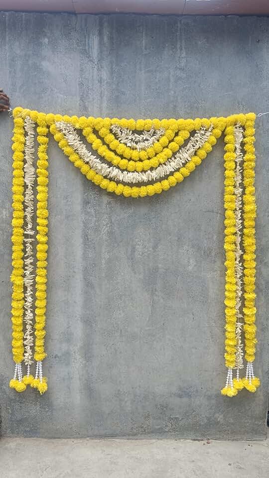 Marigold Paper Gajra bandhanwar for Main Door | Entrancec | Use as a Backdrop | Home Decoration(BDHW456)