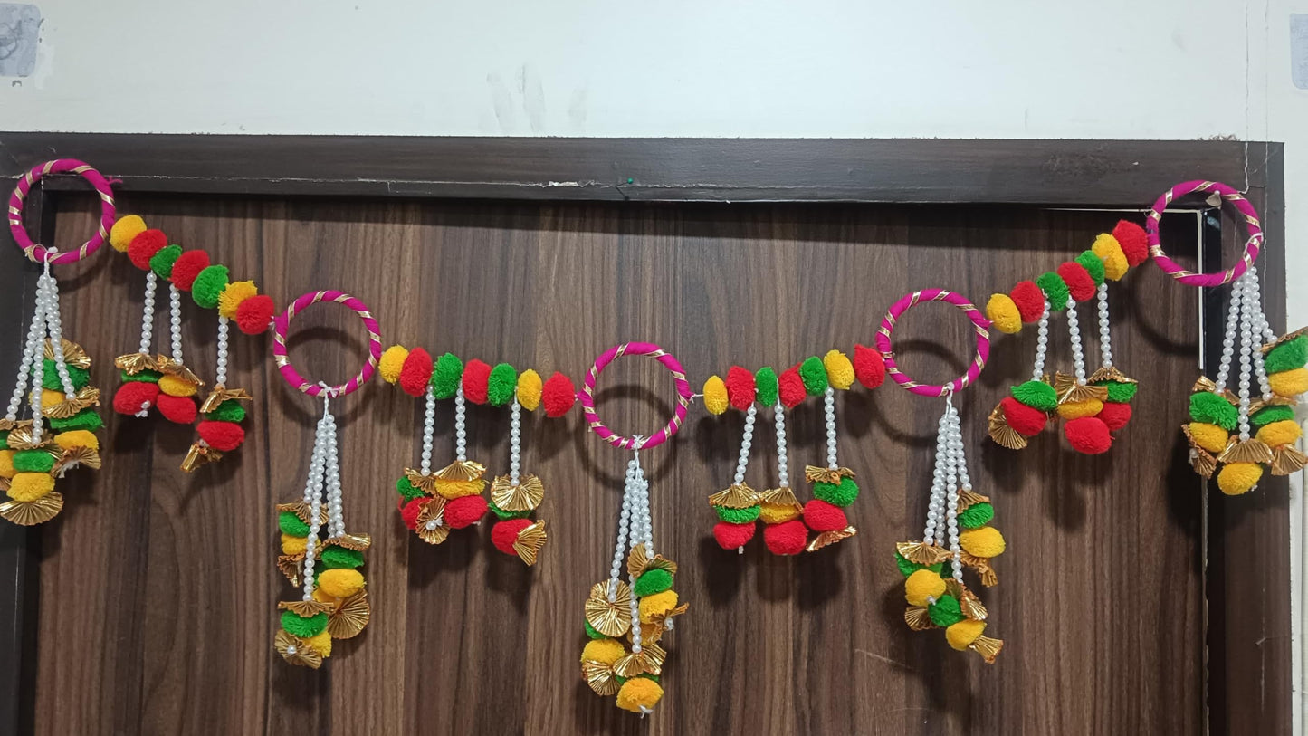 Sellplus Handcrafted Artificial Flower Multicolour Decorative Bandhanwar | Decorative Festival Bandhanwar Toran for Home Office and Mandir Entrance Decor Festive (Pack of 1) (BDHW440)